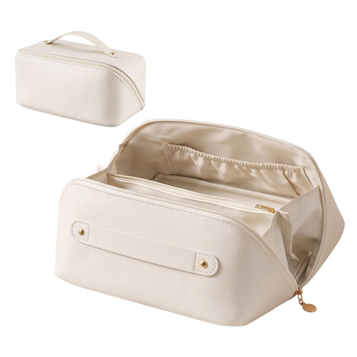 Embellir Makeup Case Portable Cosmetic Bag Organiser Toiletry Travel Bag PU White-Health &amp; Beauty > Cosmetic Storage > Cosmetic &amp; Toiletry Bags-PEROZ Accessories