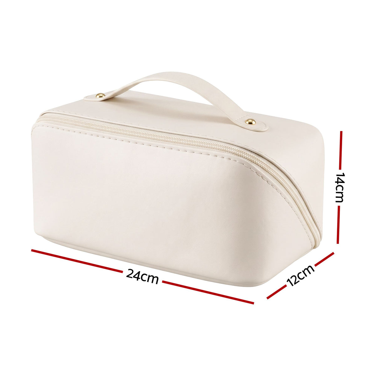 Embellir Makeup Case Portable Cosmetic Bag Organiser Toiletry Travel Bag PU White-Health &amp; Beauty > Cosmetic Storage > Cosmetic &amp; Toiletry Bags-PEROZ Accessories