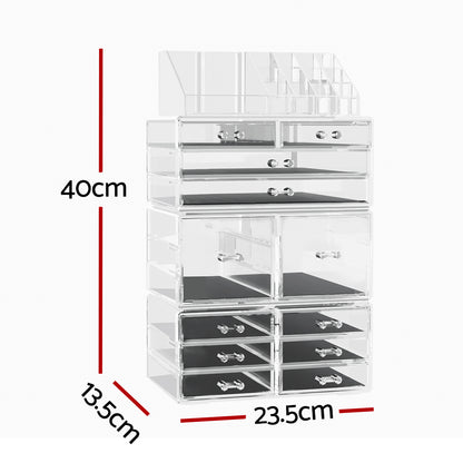Embellir Makeup Case Acrylic Cosmetic Organizer Storage Box Jewellery Holder-Health &amp; Beauty > Makeup Mirrors-PEROZ Accessories