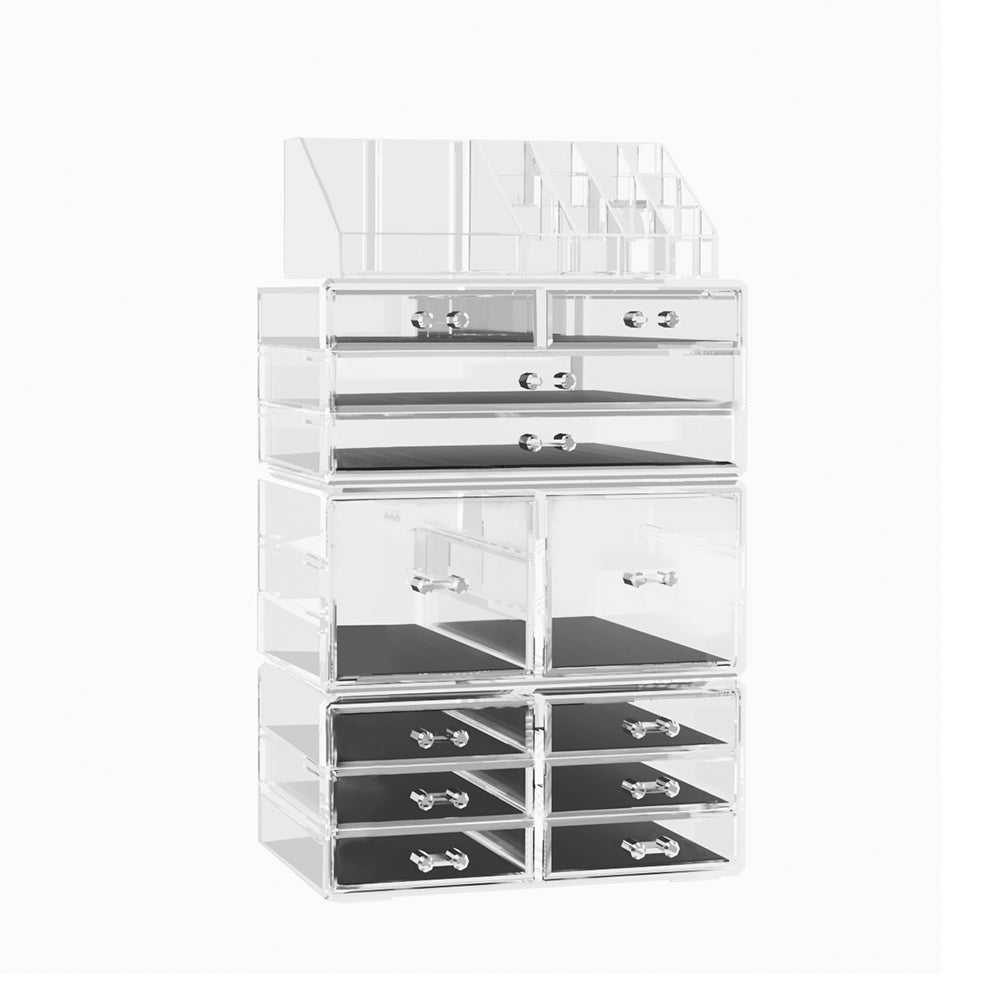 Embellir Makeup Case Acrylic Cosmetic Organizer Storage Box Jewellery Holder-Health &amp; Beauty > Makeup Mirrors-PEROZ Accessories