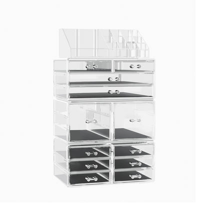 Embellir Makeup Case Acrylic Cosmetic Organizer Storage Box Jewellery Holder-Health &amp; Beauty > Makeup Mirrors-PEROZ Accessories