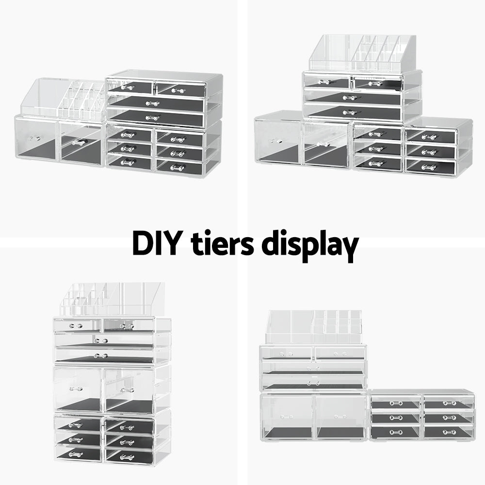 Embellir Makeup Case Acrylic Cosmetic Organizer Storage Box Jewellery Holder-Health &amp; Beauty > Makeup Mirrors-PEROZ Accessories
