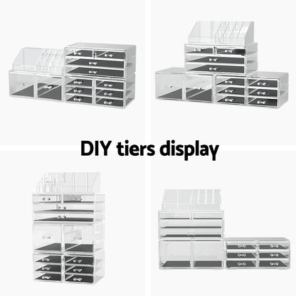 Embellir Makeup Case Acrylic Cosmetic Organizer Storage Box Jewellery Holder-Health &amp; Beauty > Makeup Mirrors-PEROZ Accessories