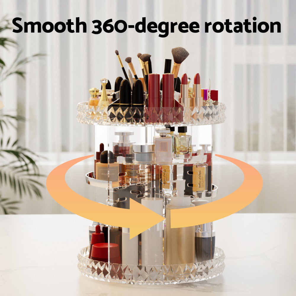 Embellir Makeup Case Acrylic Rotating Cosmetic Organizer Storage Display Holder-Health &amp; Beauty &gt; Cosmetic Storage &gt; Makeup Organisation &amp; Storage-PEROZ Accessories