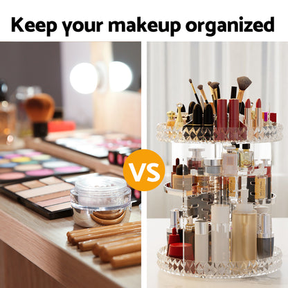 Embellir Makeup Case Acrylic Rotating Cosmetic Organizer Storage Display Holder-Health &amp; Beauty &gt; Cosmetic Storage &gt; Makeup Organisation &amp; Storage-PEROZ Accessories