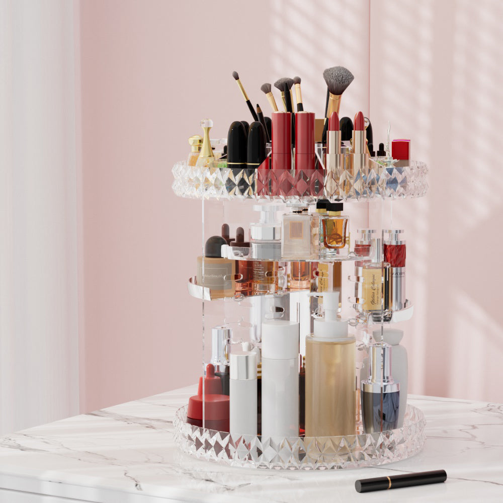 Embellir Makeup Case Acrylic Rotating Cosmetic Organizer Storage Display Holder-Health &amp; Beauty &gt; Cosmetic Storage &gt; Makeup Organisation &amp; Storage-PEROZ Accessories