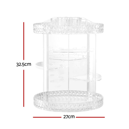 Embellir Makeup Case Acrylic Rotating Cosmetic Organizer Storage Display Holder-Health &amp; Beauty > Cosmetic Storage > Makeup Organisation &amp; Storage-PEROZ Accessories