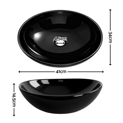 Cefito Bathroom Basin Ceramic Vanity Sink Hand Wash Bowl 41x34cm-Furniture > Bathroom > Sinks-PEROZ Accessories