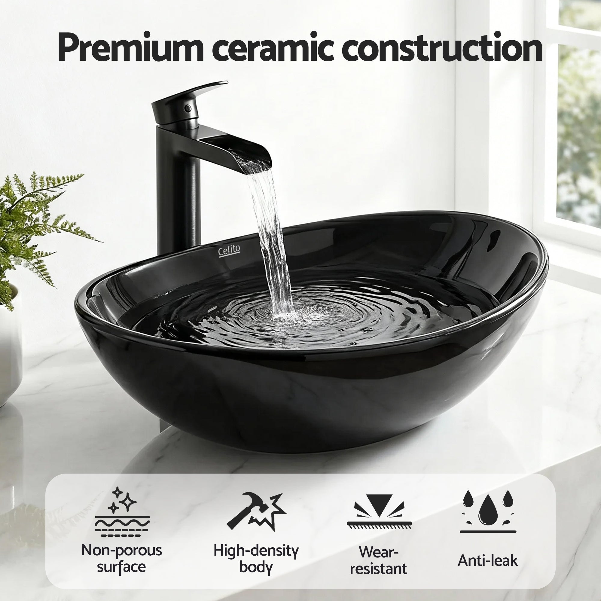Cefito Bathroom Basin Ceramic Vanity Sink Hand Wash Bowl 41x34cm-Furniture > Bathroom > Sinks-PEROZ Accessories