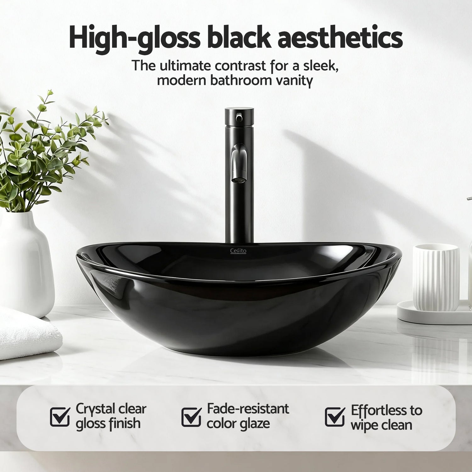 Cefito Bathroom Basin Ceramic Vanity Sink Hand Wash Bowl 41x34cm-Furniture > Bathroom > Sinks-PEROZ Accessories