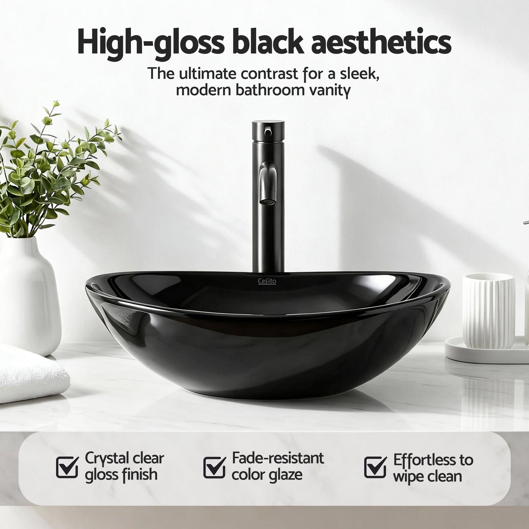 Cefito Bathroom Basin Ceramic Vanity Sink Hand Wash Bowl 41x34cm-Furniture > Bathroom > Sinks-PEROZ Accessories