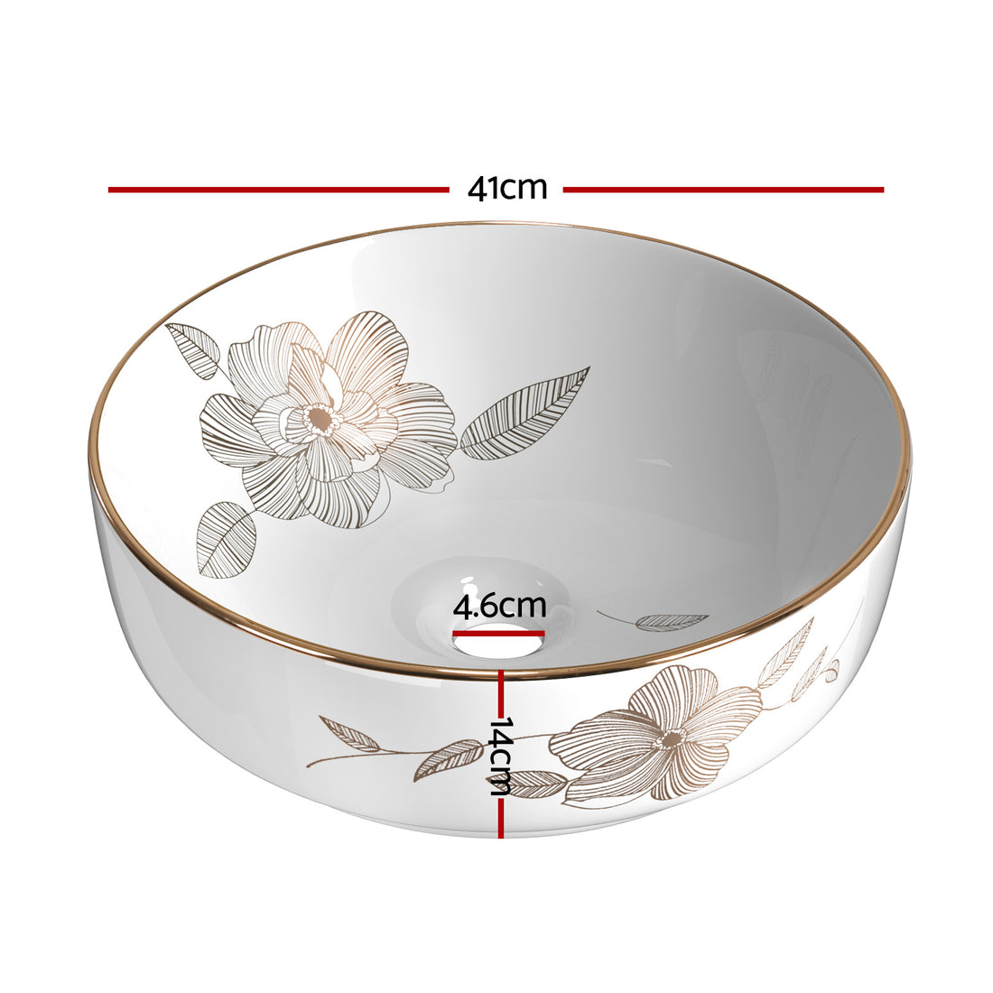 Cefito Bathroom Basin Ceramic Vanity Sink Hand Wash Bowl with Pattern 41x41cm-Furniture &gt; Bathroom &gt; Sinks-PEROZ Accessories