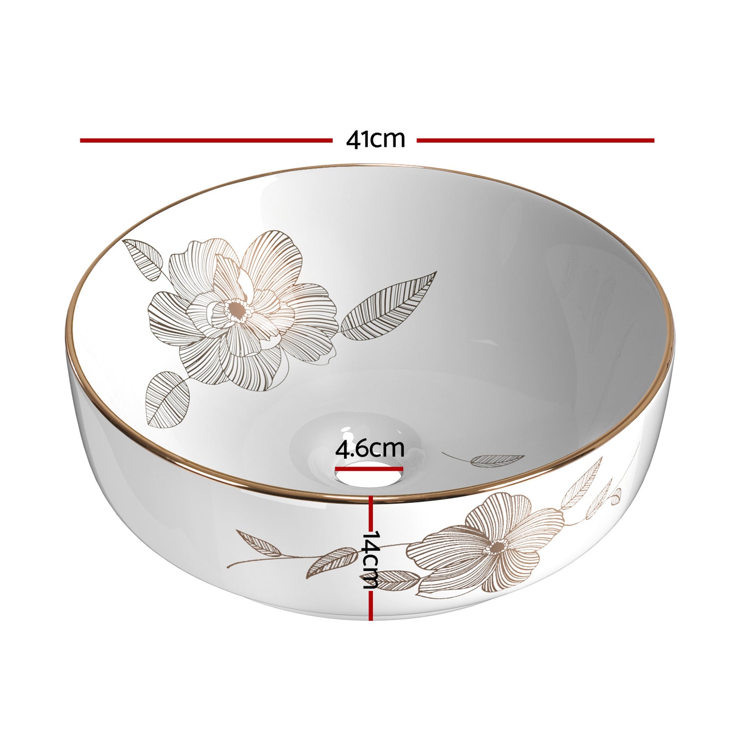 Cefito Bathroom Basin Ceramic Vanity Sink Hand Wash Bowl with Pattern 41x41cm-Furniture &gt; Bathroom &gt; Sinks-PEROZ Accessories