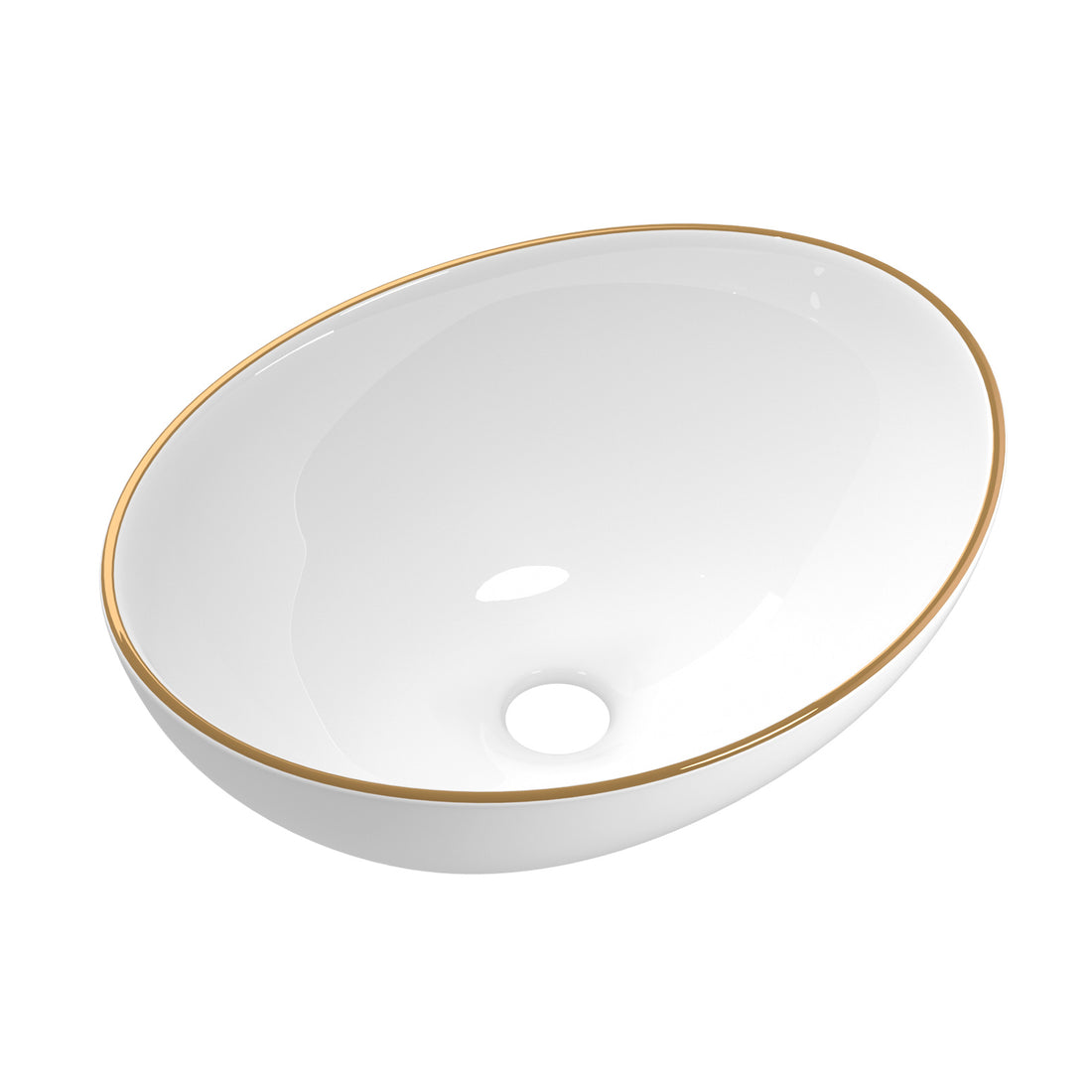 Cefito Bathroom Basin Ceramic Vanity Sink Hand Wash Bowl Gold Line 41x34cm-Furniture &gt; Bathroom &gt; Sinks-PEROZ Accessories