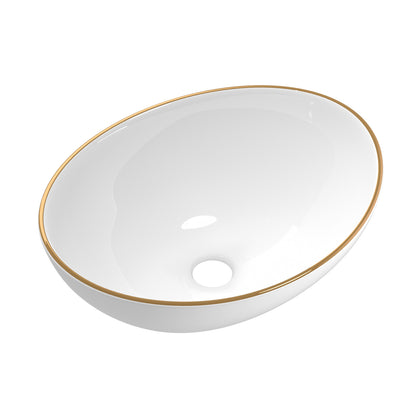 Cefito Bathroom Basin Ceramic Vanity Sink Hand Wash Bowl Gold Line 41x34cm-Furniture &gt; Bathroom &gt; Sinks-PEROZ Accessories