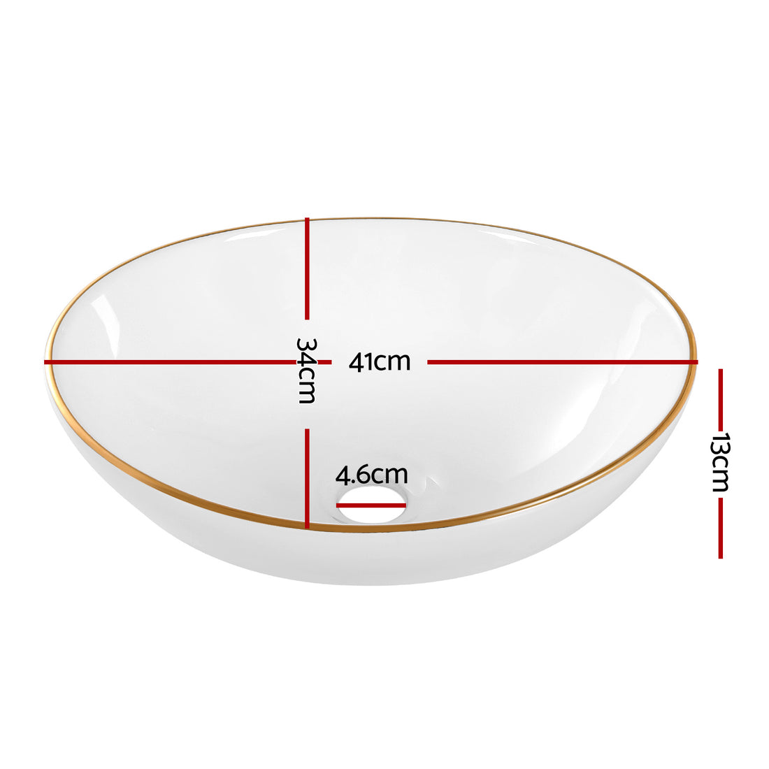 Cefito Bathroom Basin Ceramic Vanity Sink Hand Wash Bowl Gold Line 41x34cm-Furniture &gt; Bathroom &gt; Sinks-PEROZ Accessories