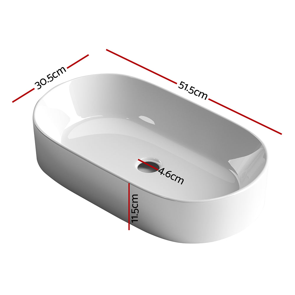 Cefito Bathroom Basin Ceramic Vanity Sink Hand Wash Bowl 52x31cm-Furniture &gt; Bathroom &gt; Sinks-PEROZ Accessories