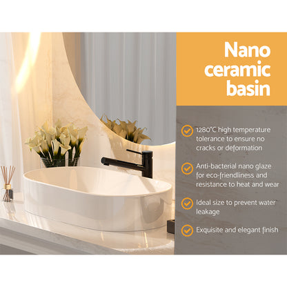 Cefito Bathroom Basin Ceramic Vanity Sink Hand Wash Bowl 52x31cm-Furniture &gt; Bathroom &gt; Sinks-PEROZ Accessories
