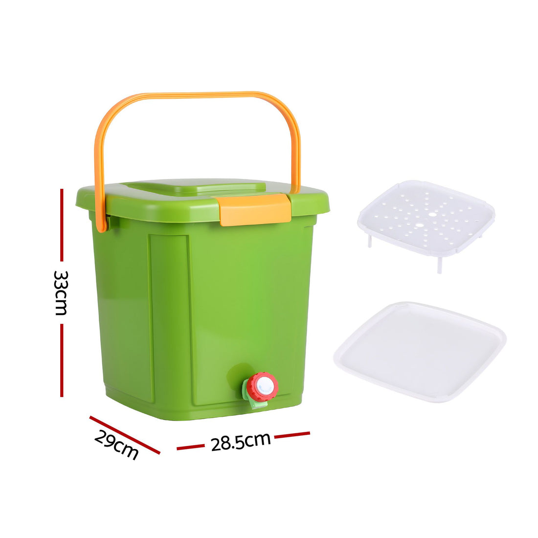 Gardeon 15L Kitchen Compost Bin Food Waste Caddy Drain Tap Green-Home &amp; Garden > Garden Tools > Gardening Accessories-PEROZ Accessories