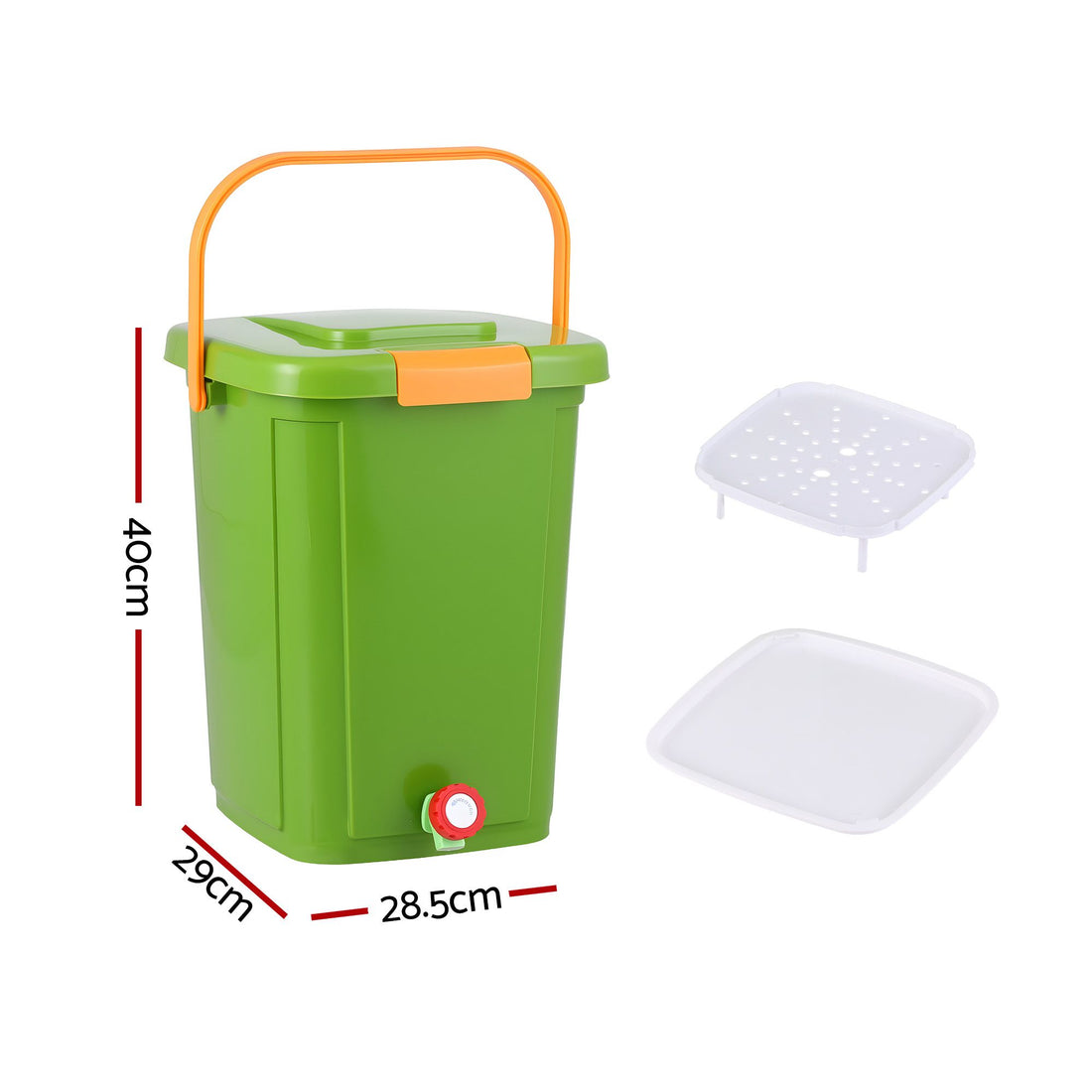 Gardeon 20L Kitchen Compost Bin Food Waste Caddy Drain Tap Green-Home &amp; Garden > Garden Tools > Gardening Accessories-PEROZ Accessories