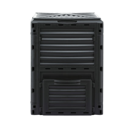 Gardeon Compost Bin 300L Heavy-Duty Black Outdoor Composter with Top Lid Bottom Door