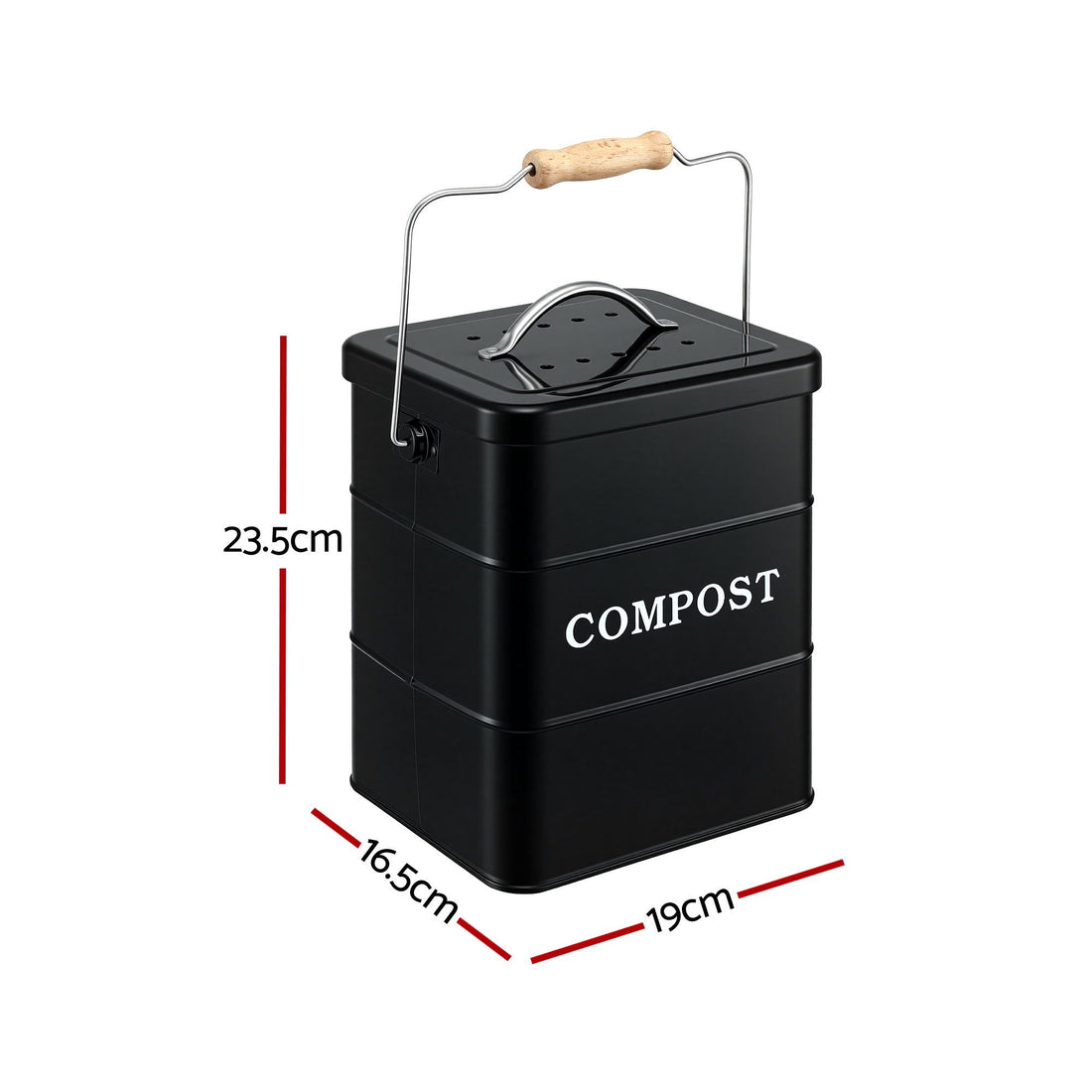Gardeon 5L Compost Bin Kitchen Countertop Food Waste Caddy Black-Home &amp; Garden > Garden Tools > Gardening Accessories-PEROZ Accessories