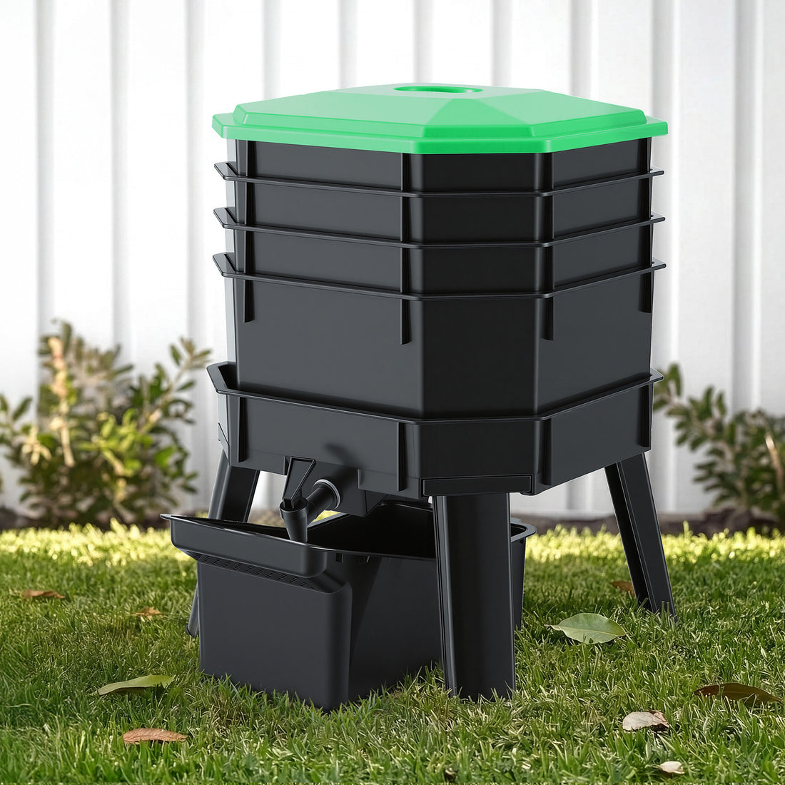 Gardeon Compost Bin 4-Tray Stackable Worm Farm Composter with Liquid Fertiliser Tap-Home &amp; Garden > Garden Tools > Gardening Accessories-PEROZ Accessories