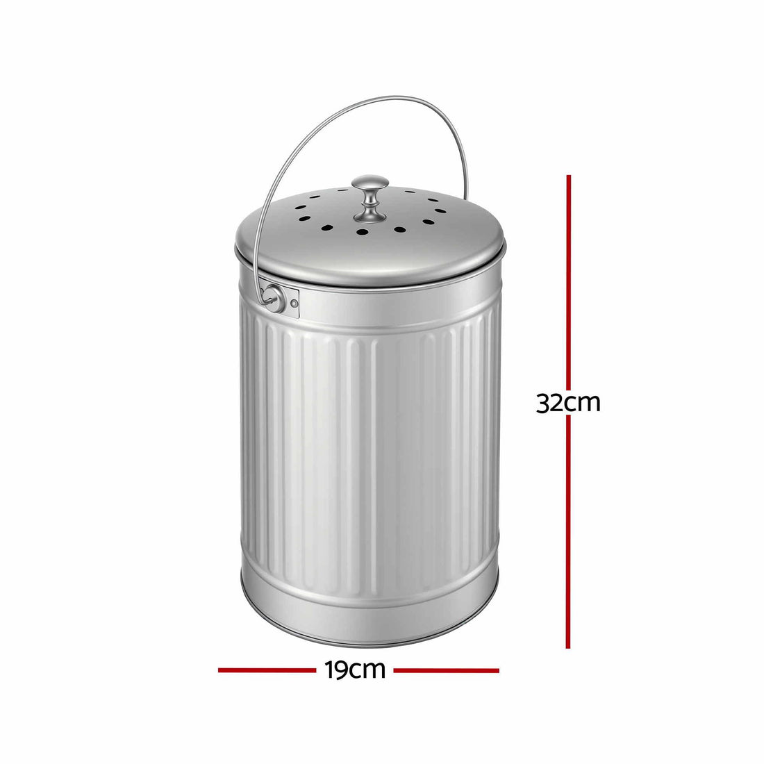 Gardeon Compost Bin Kitchen Countertop Food Waste Caddy 6L Silver-Home &amp; Garden > Garden Tools > Gardening Accessories-PEROZ Accessories