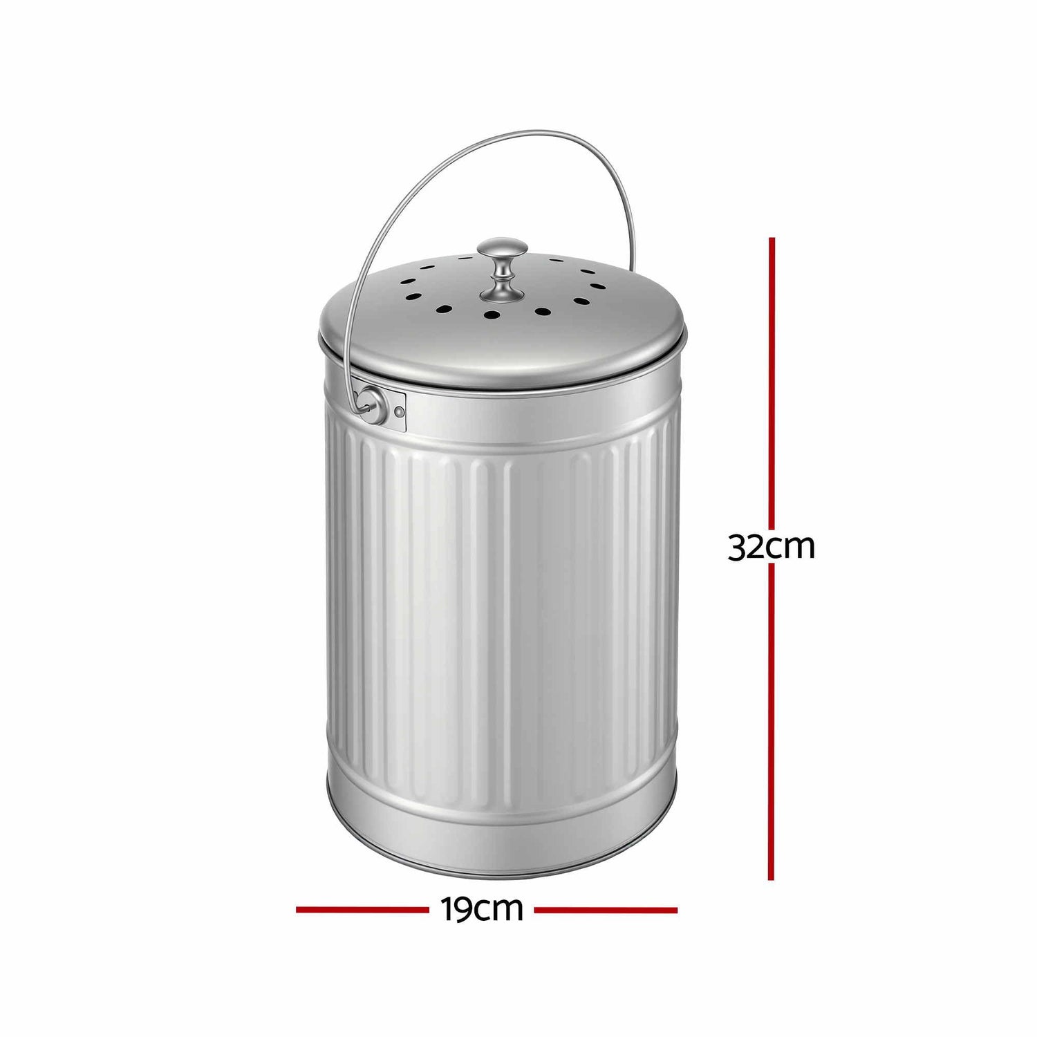 Gardeon Compost Bin Kitchen Countertop Food Waste Caddy 6L Silver