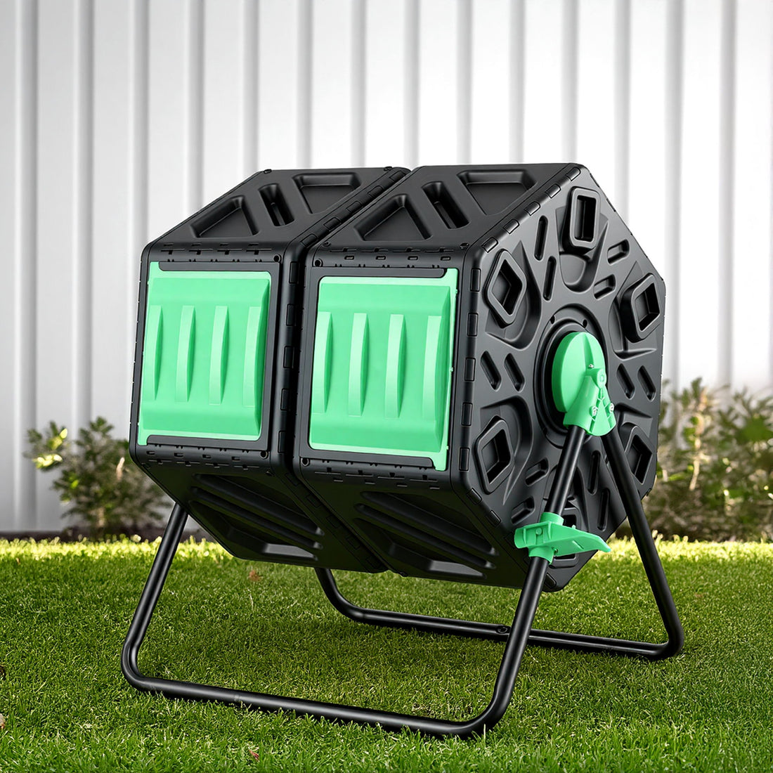 Gardeon Compost Bin Dual-Chamber 130L Composter Tumbler Rotating Garden Recycle Food Waste-Home &amp; Garden > Garden Tools > Gardening Accessories-PEROZ Accessories