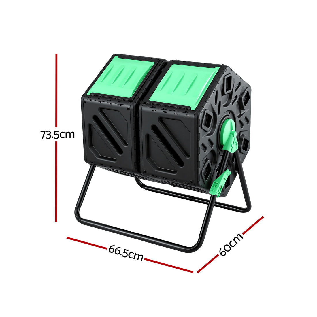 Gardeon Compost Bin Dual-Chamber 130L Composter Tumbler Rotating Garden Recycle Food Waste-Home &amp; Garden > Garden Tools > Gardening Accessories-PEROZ Accessories