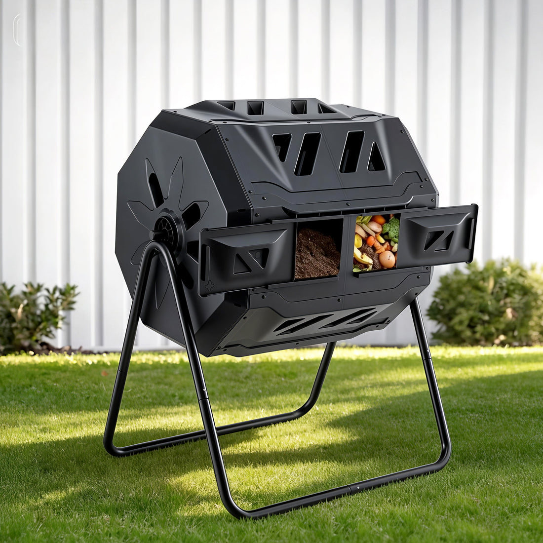 Gardeon Compost Bin Dual-Chamber 160L Composter Tumbler Rotating Garden Recycle Food Waste-Home &amp; Garden > Garden Tools > Gardening Accessories-PEROZ Accessories