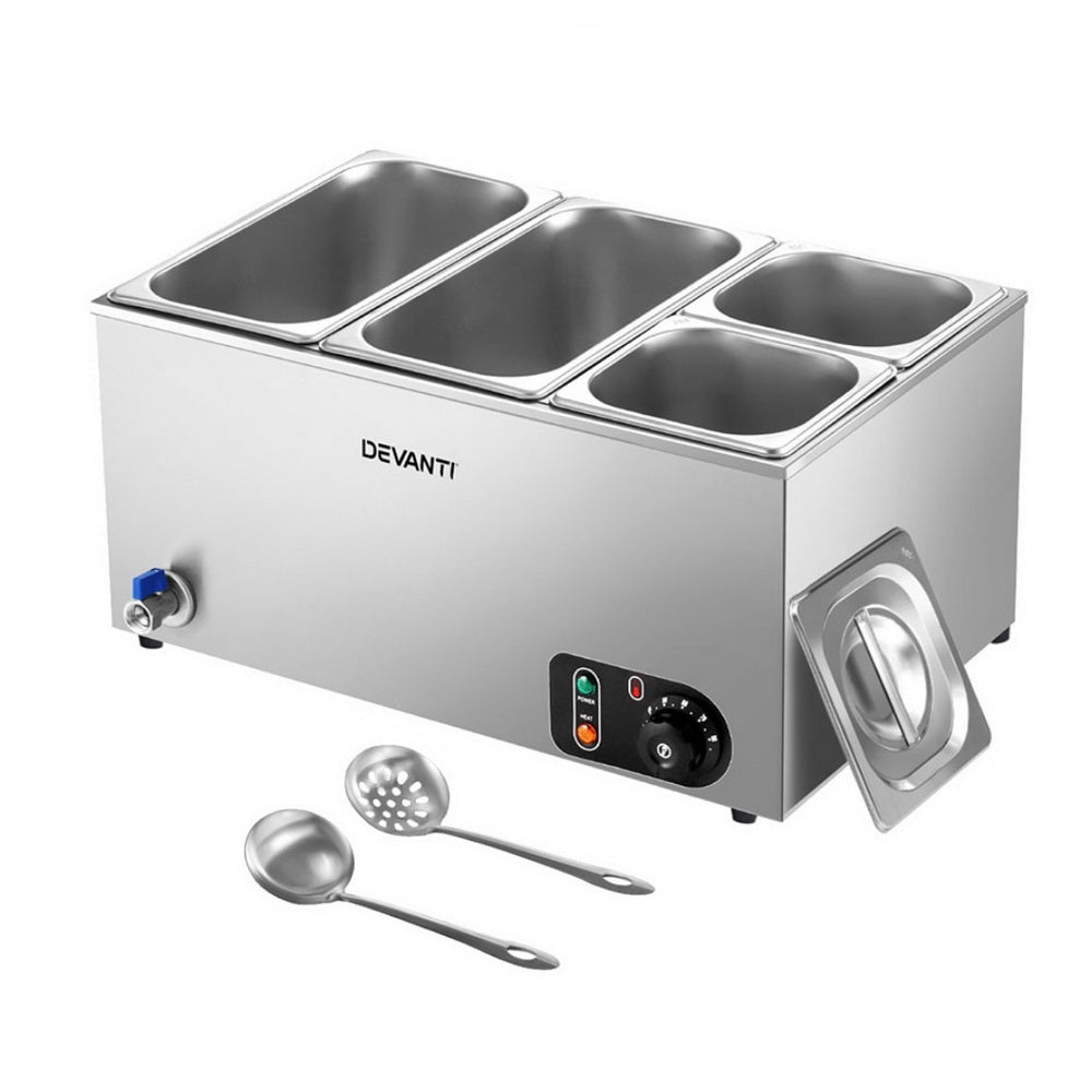 Devanti Commercial Food Warmer Bain Marie 4 Electric Buffet Pans-Appliances > Kitchen Appliances > Food Warmers &amp; Chafing Dishes-PEROZ Accessories