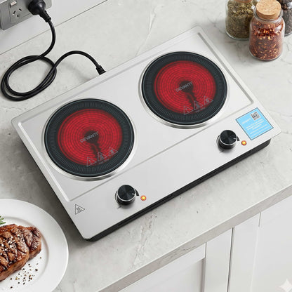 Devanti 2 Hobs Ceramic Cooktop Electric Hot Plate Infrared Knob Control 2400W-Appliances > Kitchen Appliances > Cooktops &amp; Stoves-PEROZ Accessories