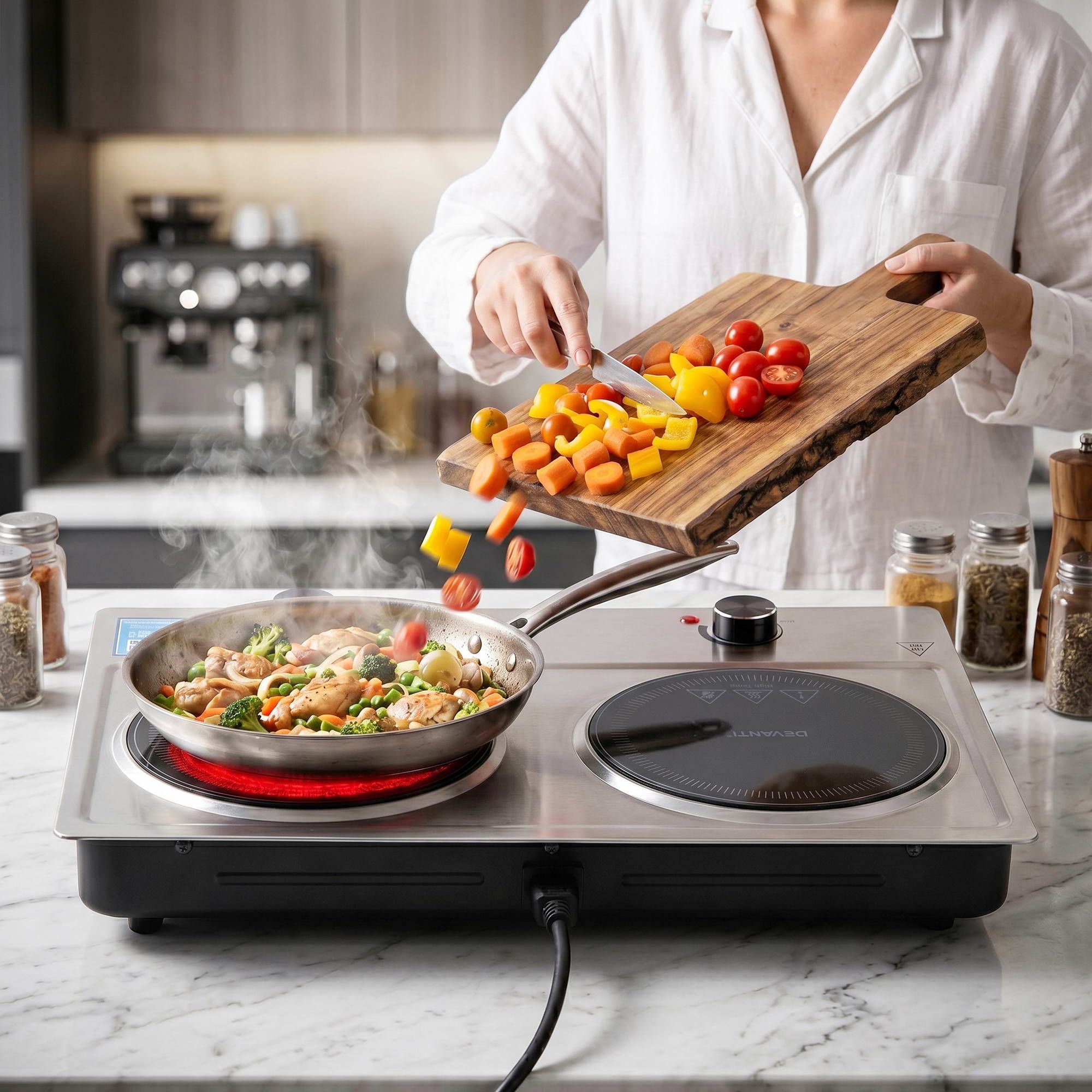 Devanti 2 Hobs Ceramic Cooktop Electric Hot Plate Infrared Knob Control 2400W-Appliances > Kitchen Appliances > Cooktops &amp; Stoves-PEROZ Accessories