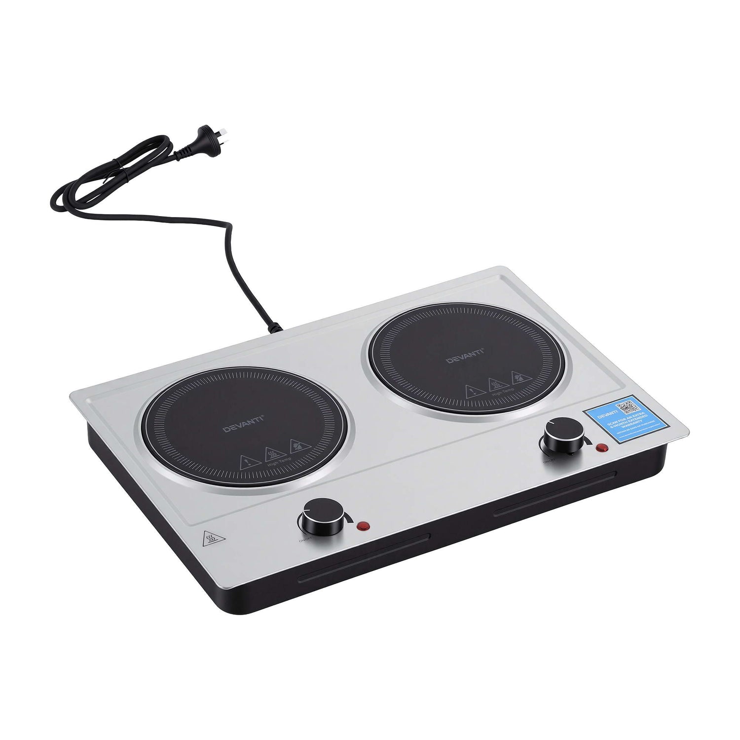 Devanti 2 Hobs Ceramic Cooktop Electric Hot Plate Infrared Knob Control 2400W-Appliances > Kitchen Appliances > Cooktops &amp; Stoves-PEROZ Accessories