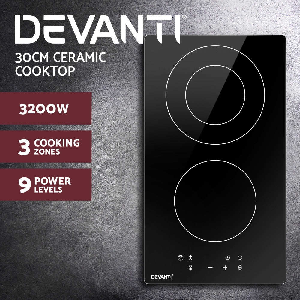 Devanti Electric Ceramic Cooktop 30cm-Electric Cooktops-PEROZ Accessories