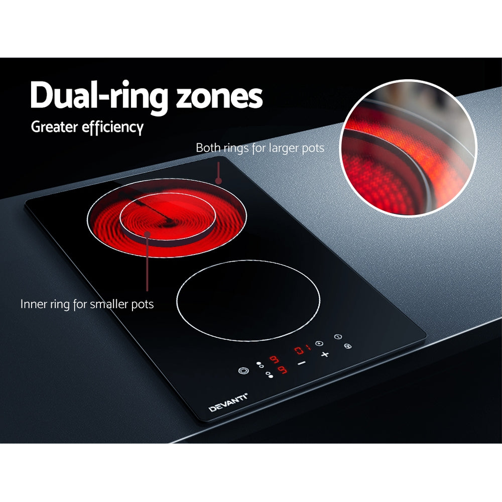 Devanti Electric Ceramic Cooktop 30cm-Electric Cooktops-PEROZ Accessories