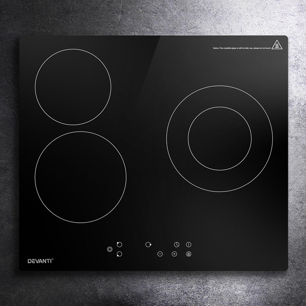 Devanti Electric Ceramic Cooktop 60cm Kitchen Cooker 4 Burner Hob Touch Control 5200W-Appliances &gt; Kitchen Appliances &gt; Cooktops &amp; Stoves-PEROZ Accessories