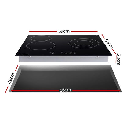 Devanti Electric Ceramic Cooktop 60cm Kitchen Cooker 4 Burner Hob Touch Control 5200W-Appliances > Kitchen Appliances > Cooktops &amp; Stoves-PEROZ Accessories
