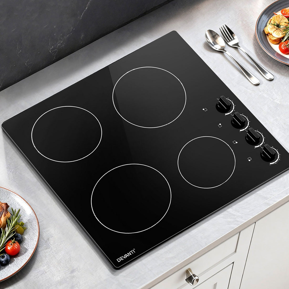 Devanti Electric Ceramic Cooktop 60cm-Electric Cooktops-PEROZ Accessories
