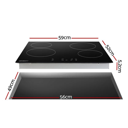 Devanti Electric Ceramic Cooktop 60cm Touch Control-Electric Cooktops-PEROZ Accessories
