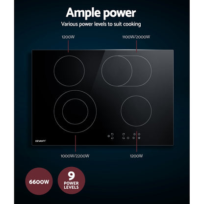 Devanti Electric Ceramic Cooktop 77cm-Appliances &gt; Kitchen Appliances-PEROZ Accessories