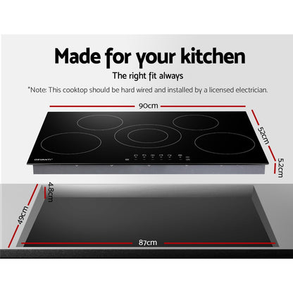 Devanti Electric Ceramic Cooktop 90cm-Electric Cooktops-PEROZ Accessories