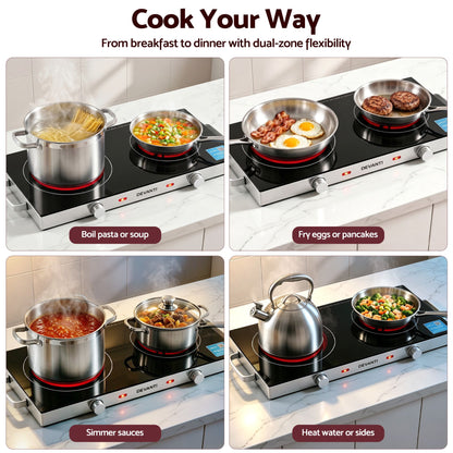 Devanti Portable Ceramic Cooktop Dual Burner Electric Hot Plate 2800W Black-Appliances > Kitchen Appliances > Cooktops &amp; Stoves-PEROZ Accessories