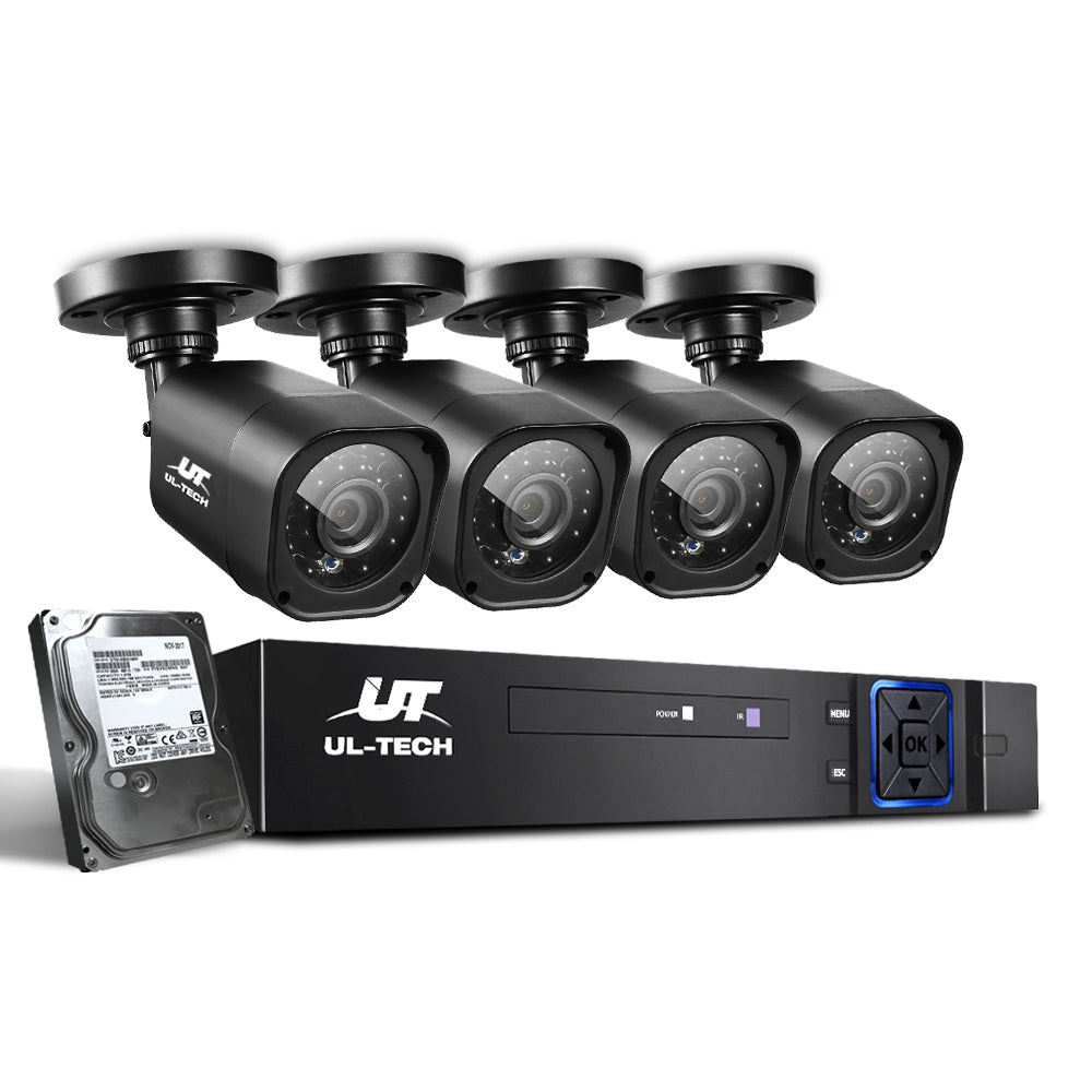 UL-Tech CCTV Security System 2TB 4CH DVR 1080P 4 Camera Sets-CCTV-PEROZ Accessories