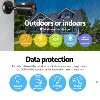UL-Tech CCTV Security System 2TB 4CH DVR 1080P 4 Camera Sets-CCTV-PEROZ Accessories