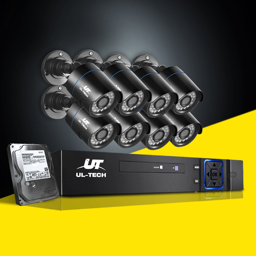 UL-Tech CCTV Security System 2TB 8CH DVR 1080P 8 Camera Sets-CCTV-PEROZ Accessories