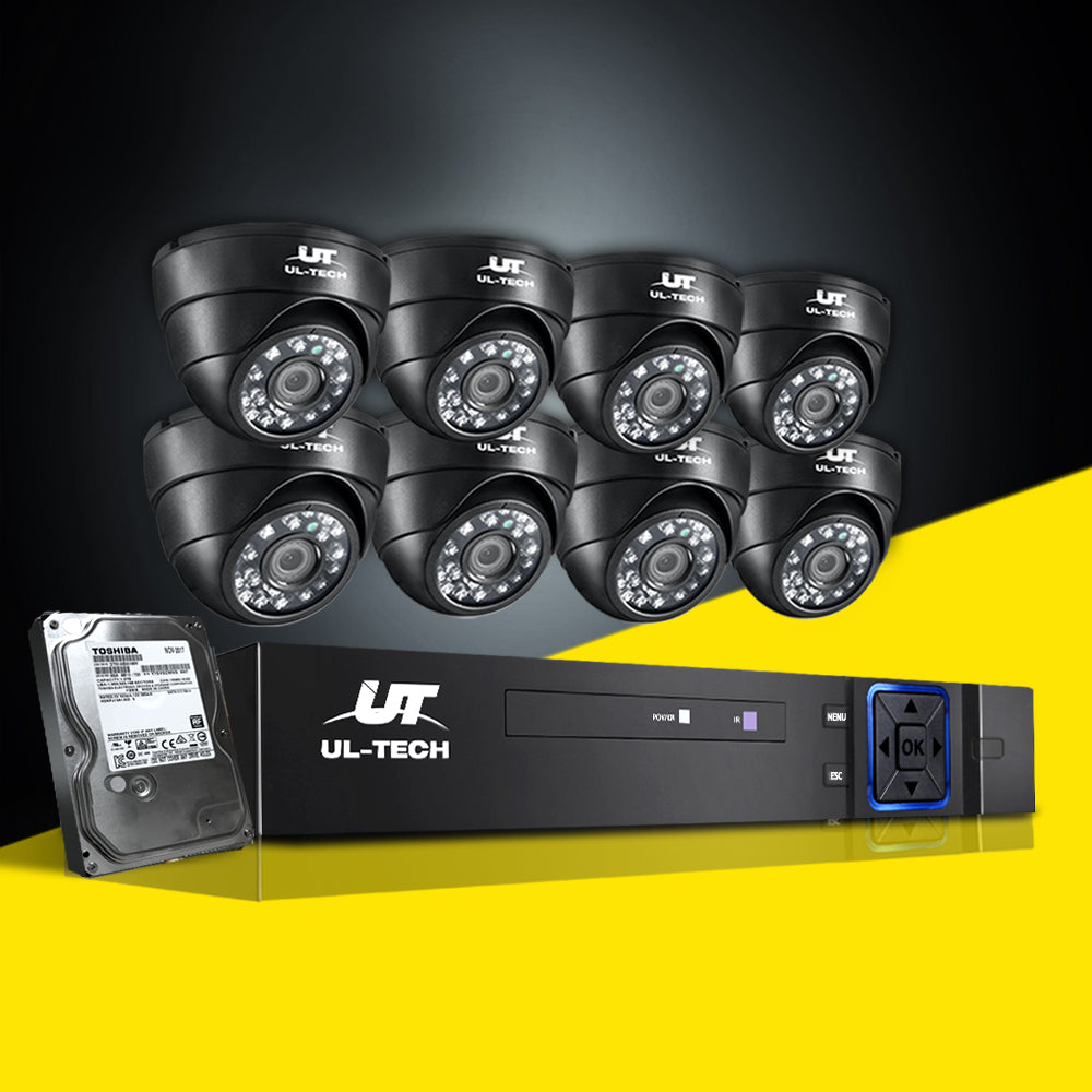 UL-tech CCTV 8 Dome Cameras Home Security System 8CH DVR 1080P 1TB IP Day Night-CCTV-PEROZ Accessories