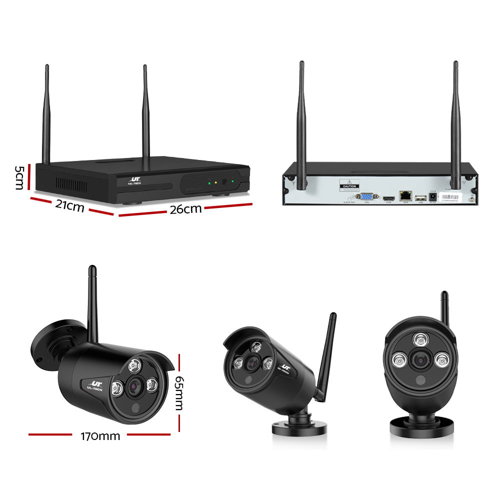 UL-tech Wireless CCTV Security System 8CH NVR 3MP 4 Bullet Cameras 2TB-CCTV-PEROZ Accessories